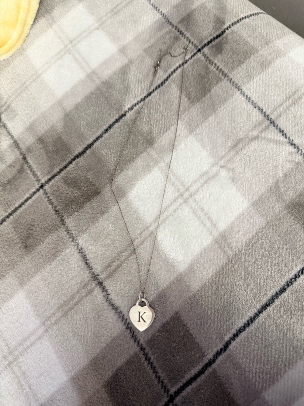 Tiffany & Co. Silver Heart K Pendant Necklace